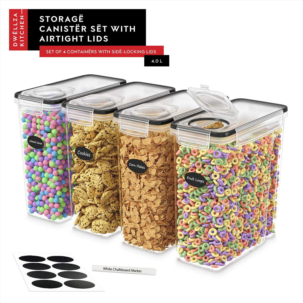 4-piece airtight cereal container set