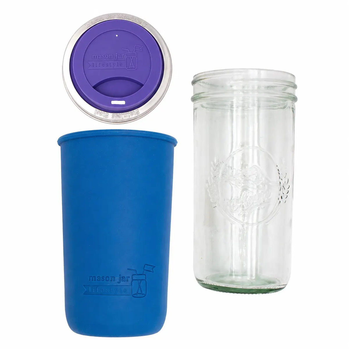 24oz glass mason jar water bottle with silicone sleeve and lid
