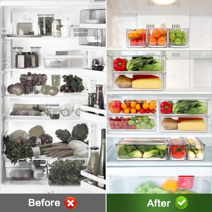 Stackable Fridge Organizer Bins with Lids, 6-Pack