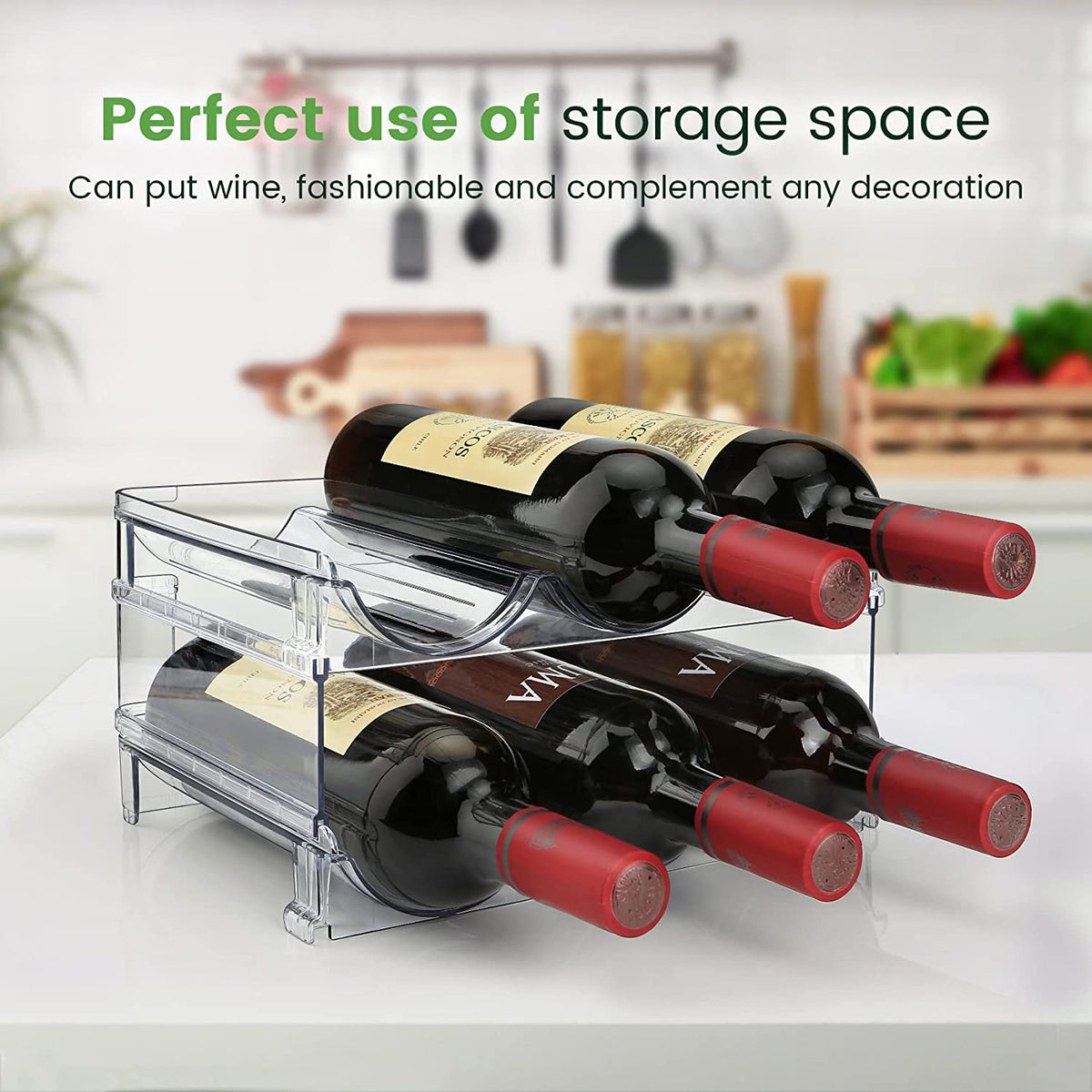 Stackable water bottle organizer, 2-pack