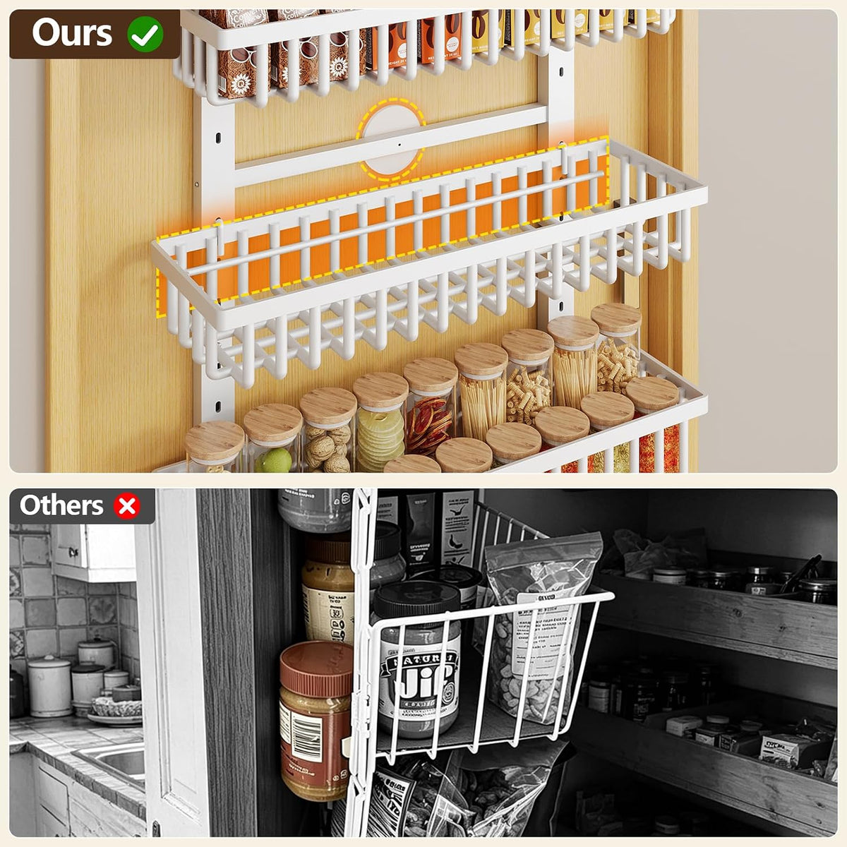 9-Tier Over-the-Door Pantry Organizer, White