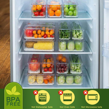 Stackable Fridge Organizer Bins with Lids, 6-Pack