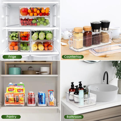 Stackable Fridge Organizer Bins with Lids, 6-Pack