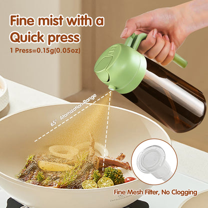 2-in-1 Glass Olive Oil Sprayer and Dispenser, 16oz, Green
