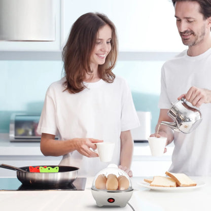 7-Egg Electric Egg Cooker with Auto Shut-Off, White
