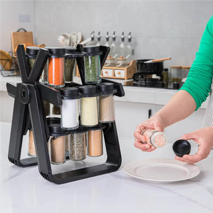 360 degree rotating spice rack, black