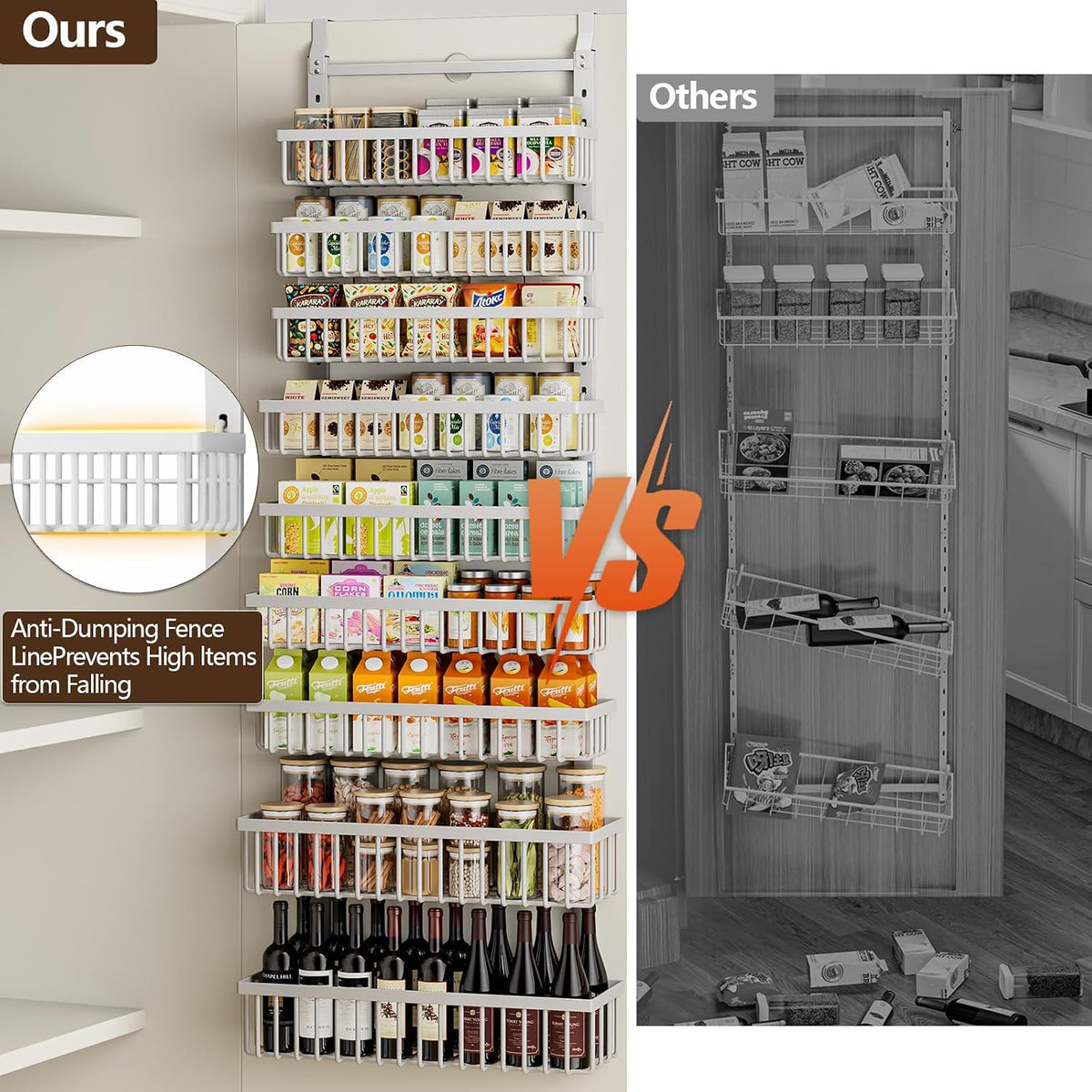 9-Tier Over-the-Door Pantry Organizer, White