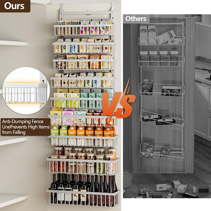 9-Tier Over-the-Door Pantry Organizer, White