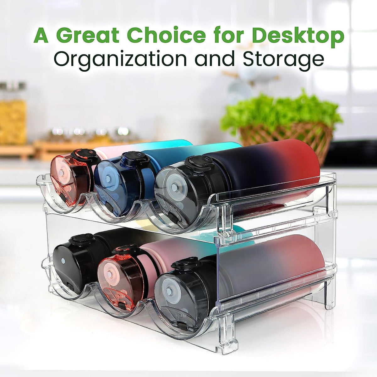 Stackable water bottle organizer, 2-pack