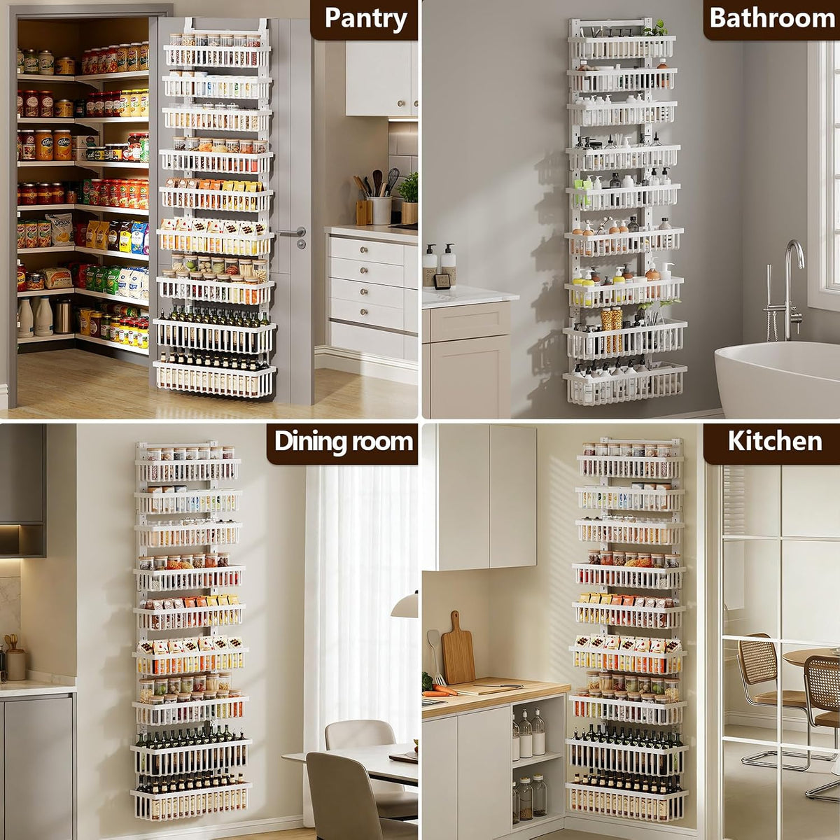 9-Tier Over-the-Door Pantry Organizer, White