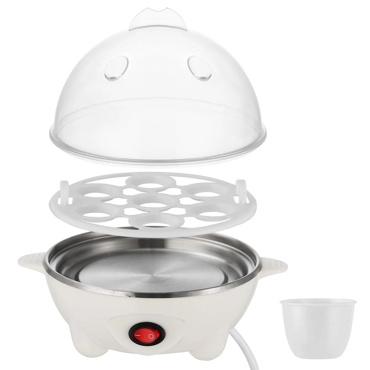 7-Egg Electric Egg Cooker with Auto Shut-Off, White