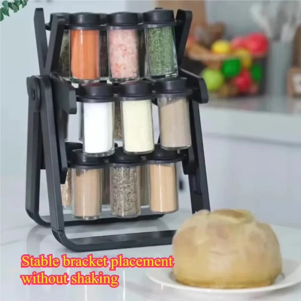 360 degree rotating spice rack, black