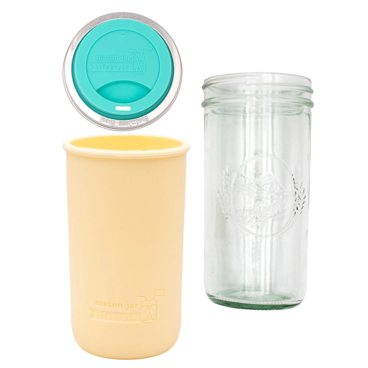 24oz glass mason jar water bottle with silicone sleeve and lid