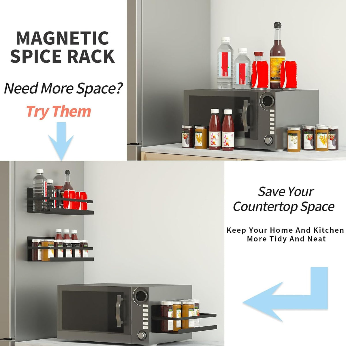 Magnetic spice rack set, 2-pack, black