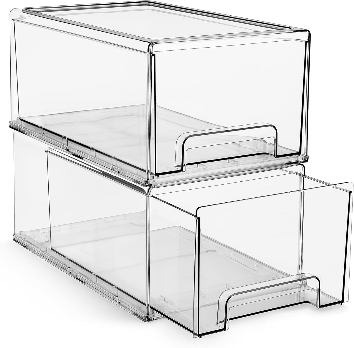 Clear Fridge Storage Drawers with Handles, Large 2-Pack