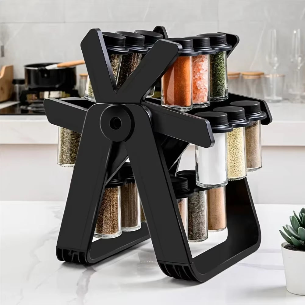 360 degree rotating spice rack, black