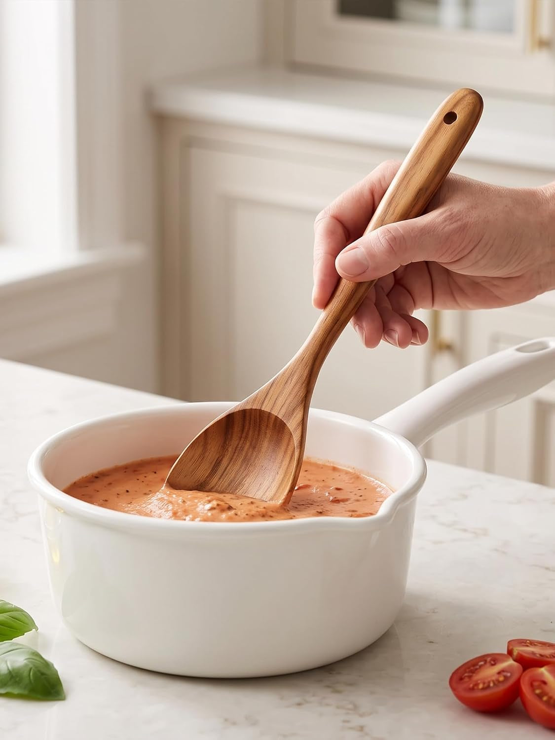 8-piece teak wood kitchen utensil set