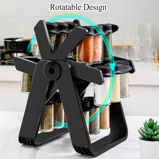 360 degree rotating spice rack, black