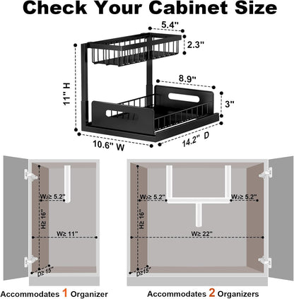 L-Shaped Pull-Out Under Sink Organizer, Black