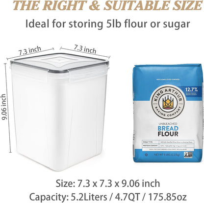 4-piece airtight flour storage container set, black