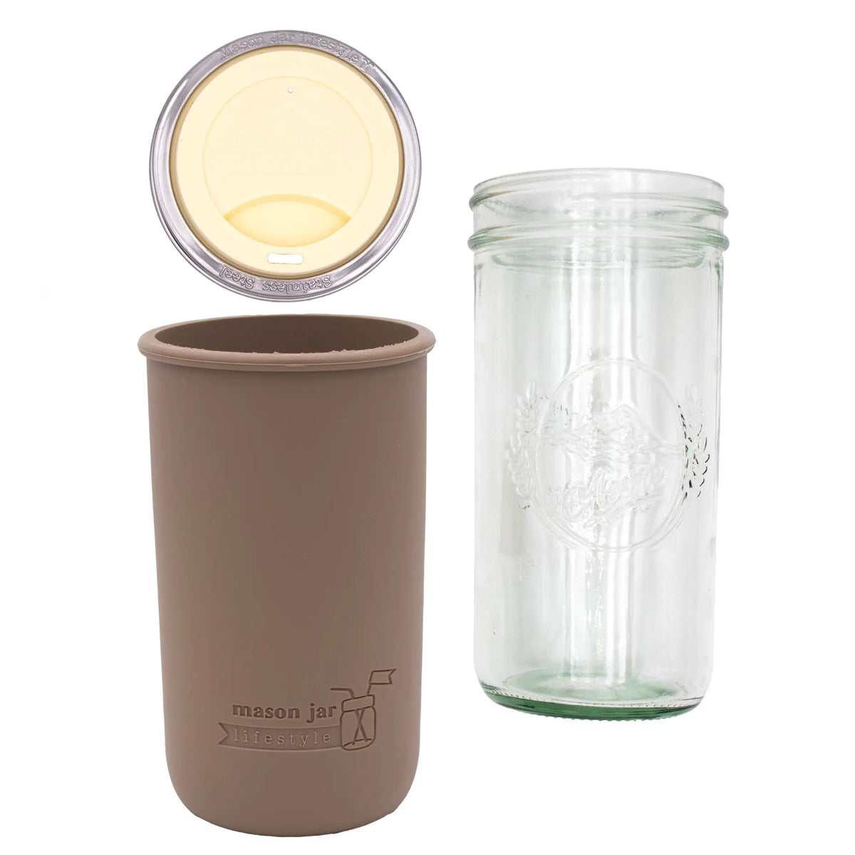 24oz glass mason jar water bottle with silicone sleeve and lid