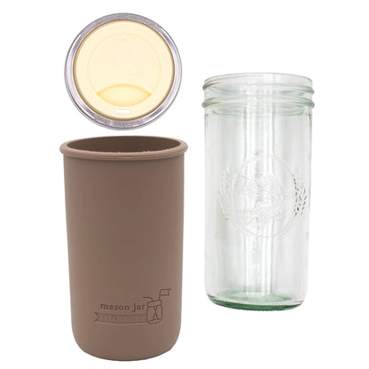 24oz glass mason jar water bottle with silicone sleeve and lid