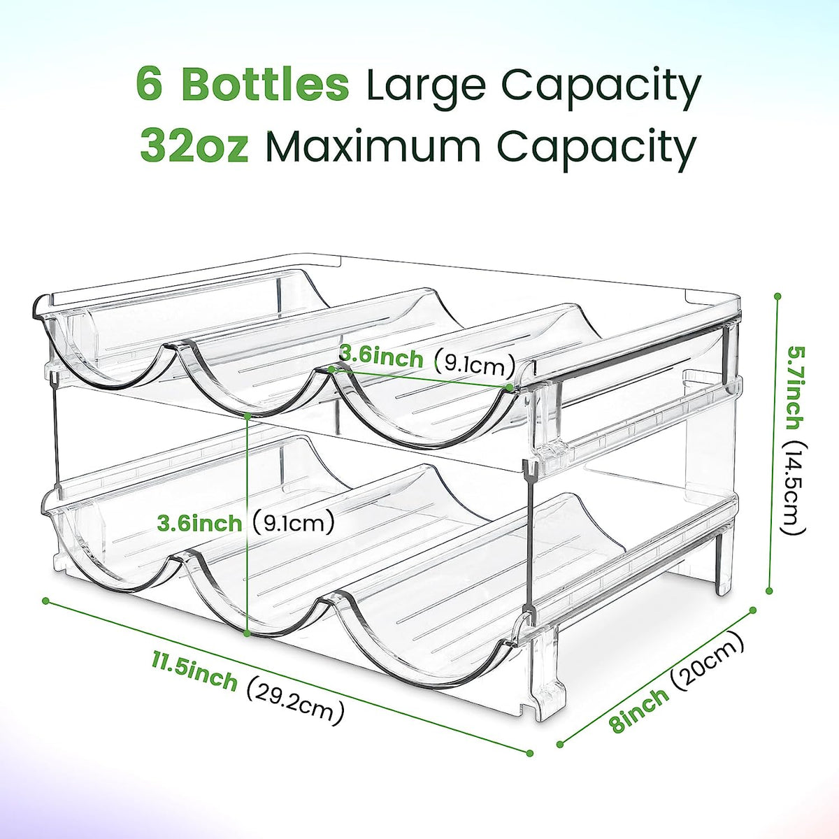 Stackable water bottle organizer, 2-pack