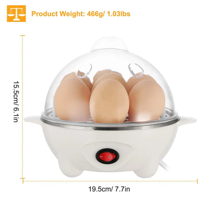 7-Egg Electric Egg Cooker with Auto Shut-Off, White