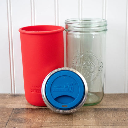 24oz glass mason jar water bottle with silicone sleeve and lid
