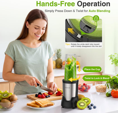Personal blender with 3 portable 22oz cups