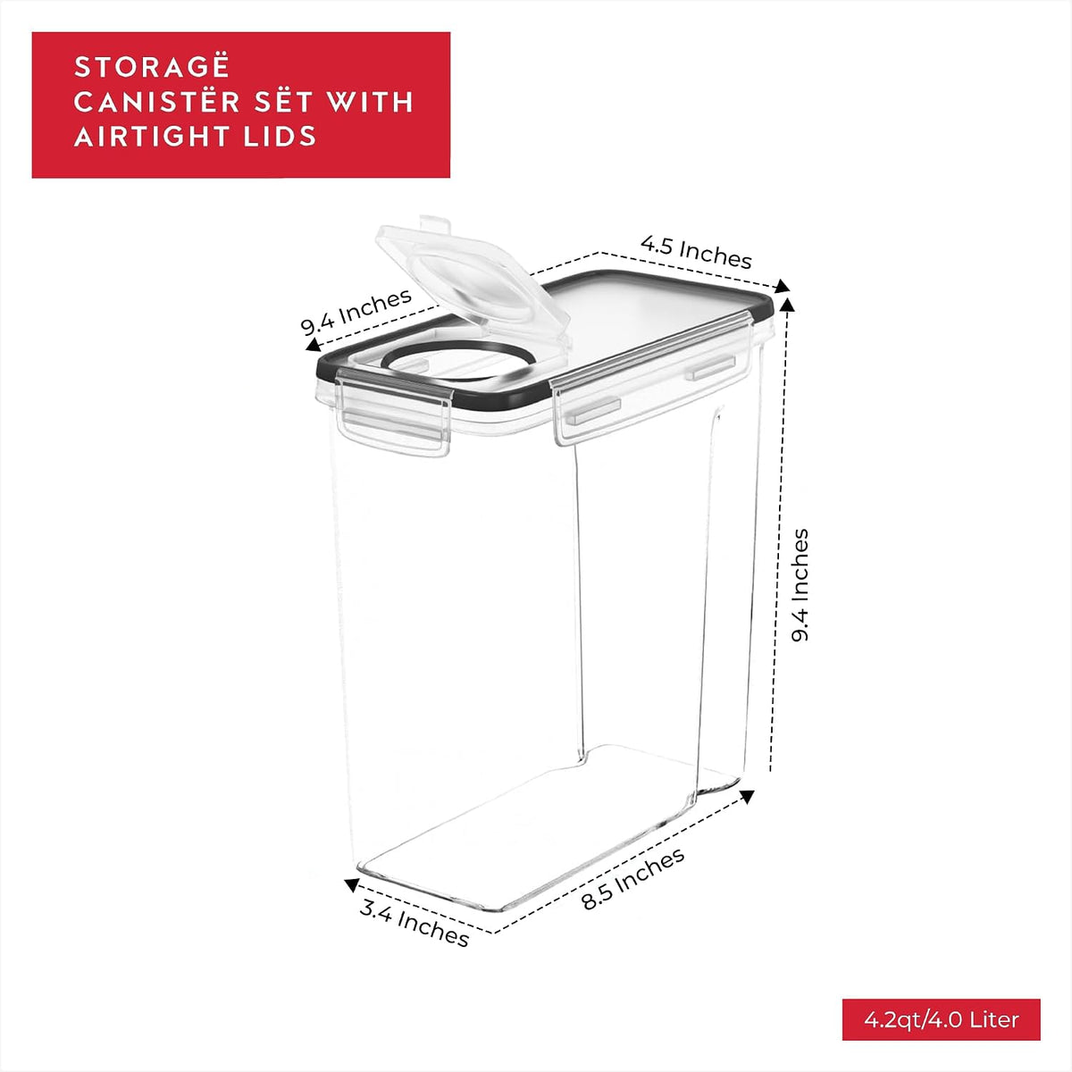 4-piece airtight cereal container set