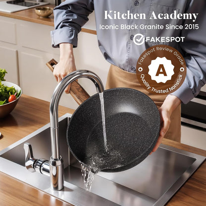 Ultimate 17-Piece Nonstick Induction Cookware Set - Granite Pots & Pans for Effortless Cooking