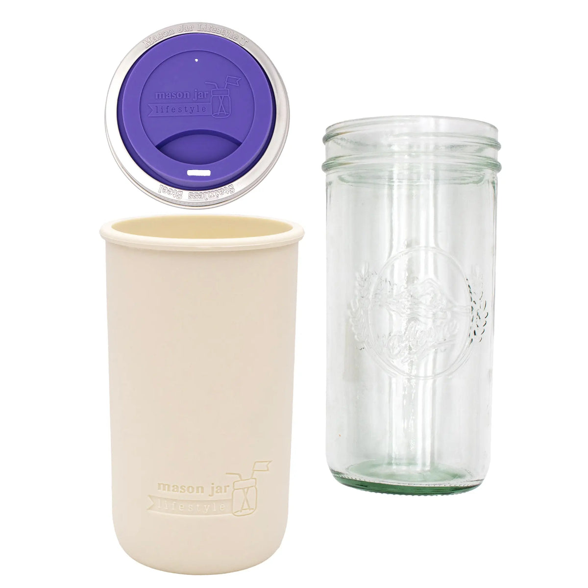24oz glass mason jar water bottle with silicone sleeve and lid