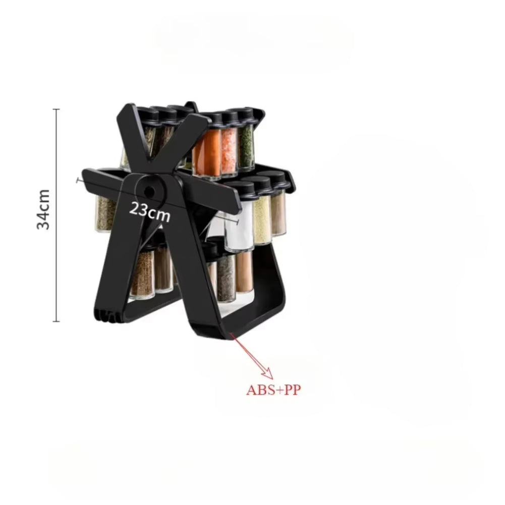 360 degree rotating spice rack, black