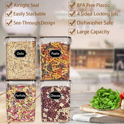 4-piece airtight flour storage container set, black