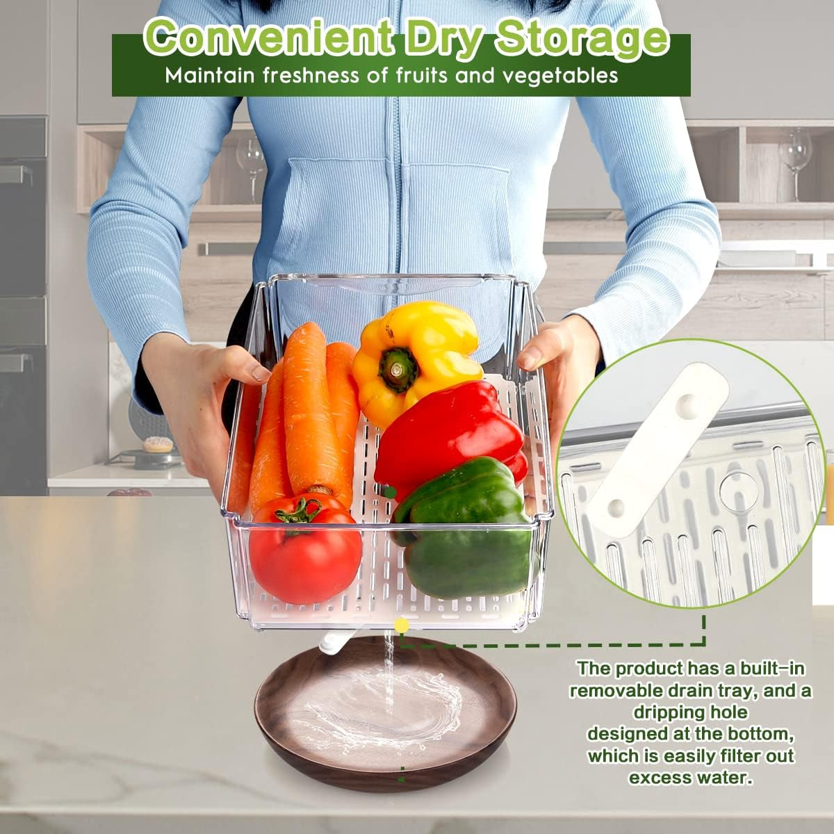 Stackable Fridge Organizer Bins with Lids, 6-Pack