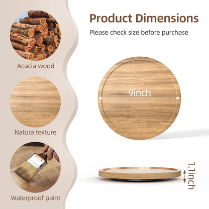 9-Inch Wooden Lazy Susan Turntable